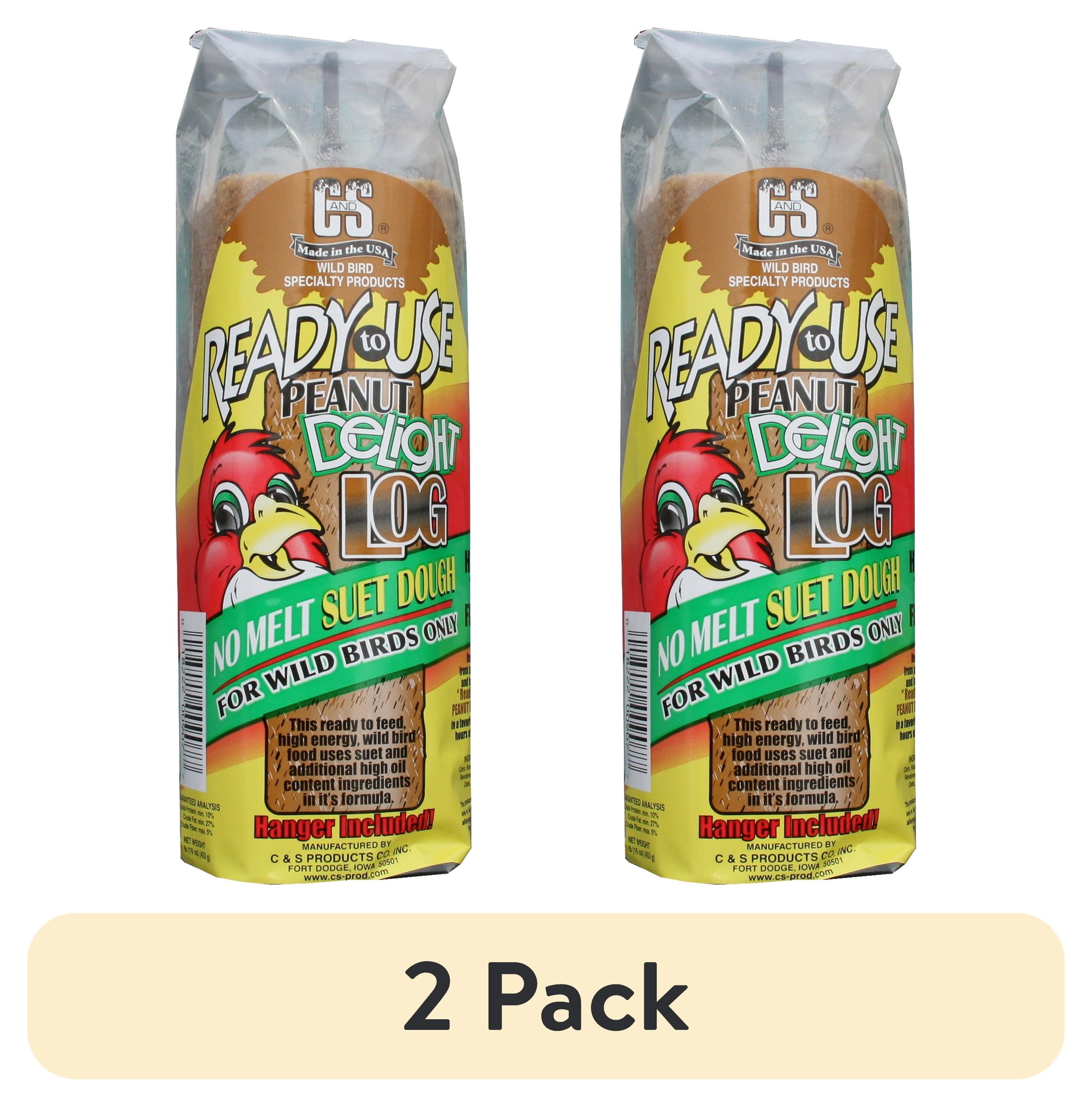 (2 pack) C&S Peanut Delight No Melt Suet Dough Log, Suet Dough for Wild Birds, 1 Pound, Pack of 8