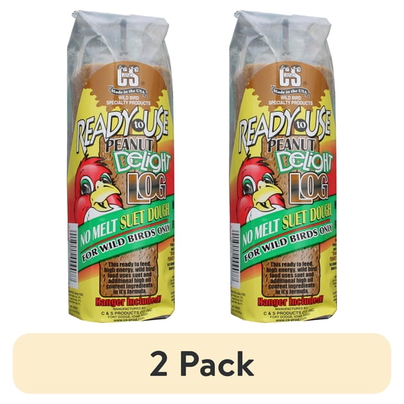 (2 pack) C&S Peanut Delight No Melt Suet Dough Log Ready to Use 1 pound