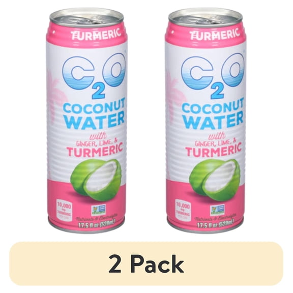 (2 pack) C2O Pure Coconut Water with Ginger, Lime and Turmeric, 17.5 fl oz