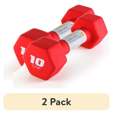 (2 pack) CAP 10lb Neoprene Dumbbell, Red, Single