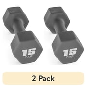 2 pack CAP, 15lb Neoprene Dumbbell, Cool Gray, Single