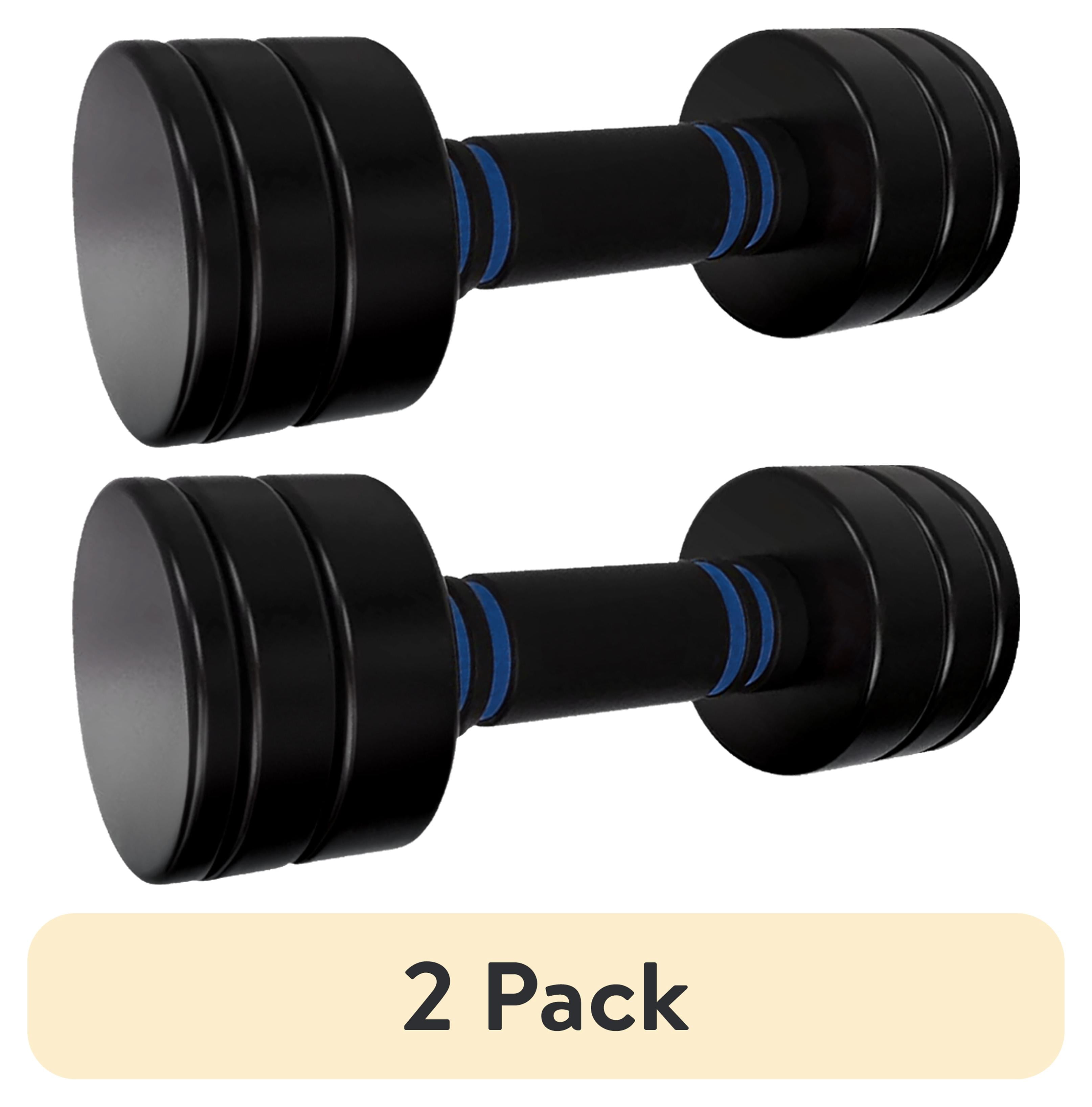 (2 pack) CAP  6-in-1 Adjustable Threaded Dumbbell with Foam Handle, Black/Blue -  Fast Adjust from 1 to 15 Pounds