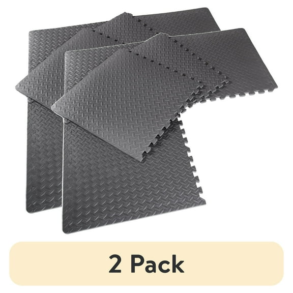 (2 pack) CAP 22.3" x 22.3" Gray Foam Interlocking Floor Mats, 6 Piece