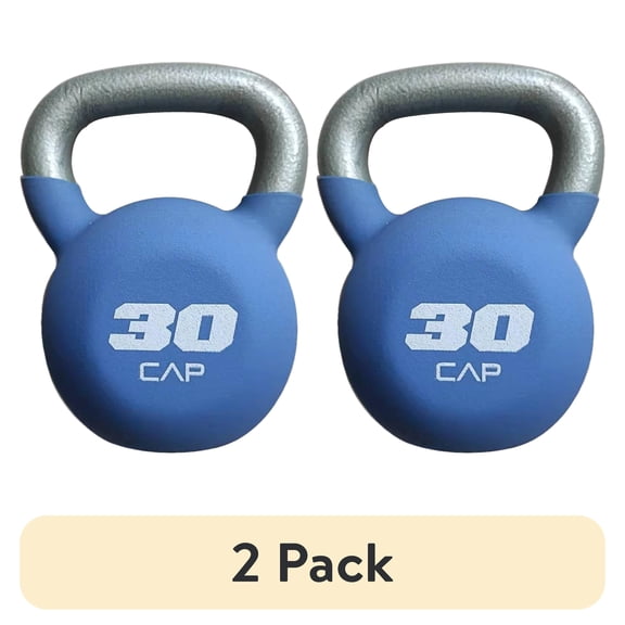 (2 pack) CAP, 30lb Neoprene Coated Kettlebell, Blue