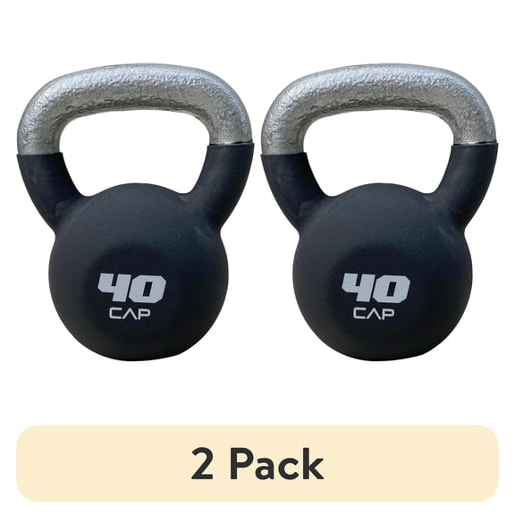 (2 pack) CAP, 40lb Neoprene Coated Kettlebell, Black