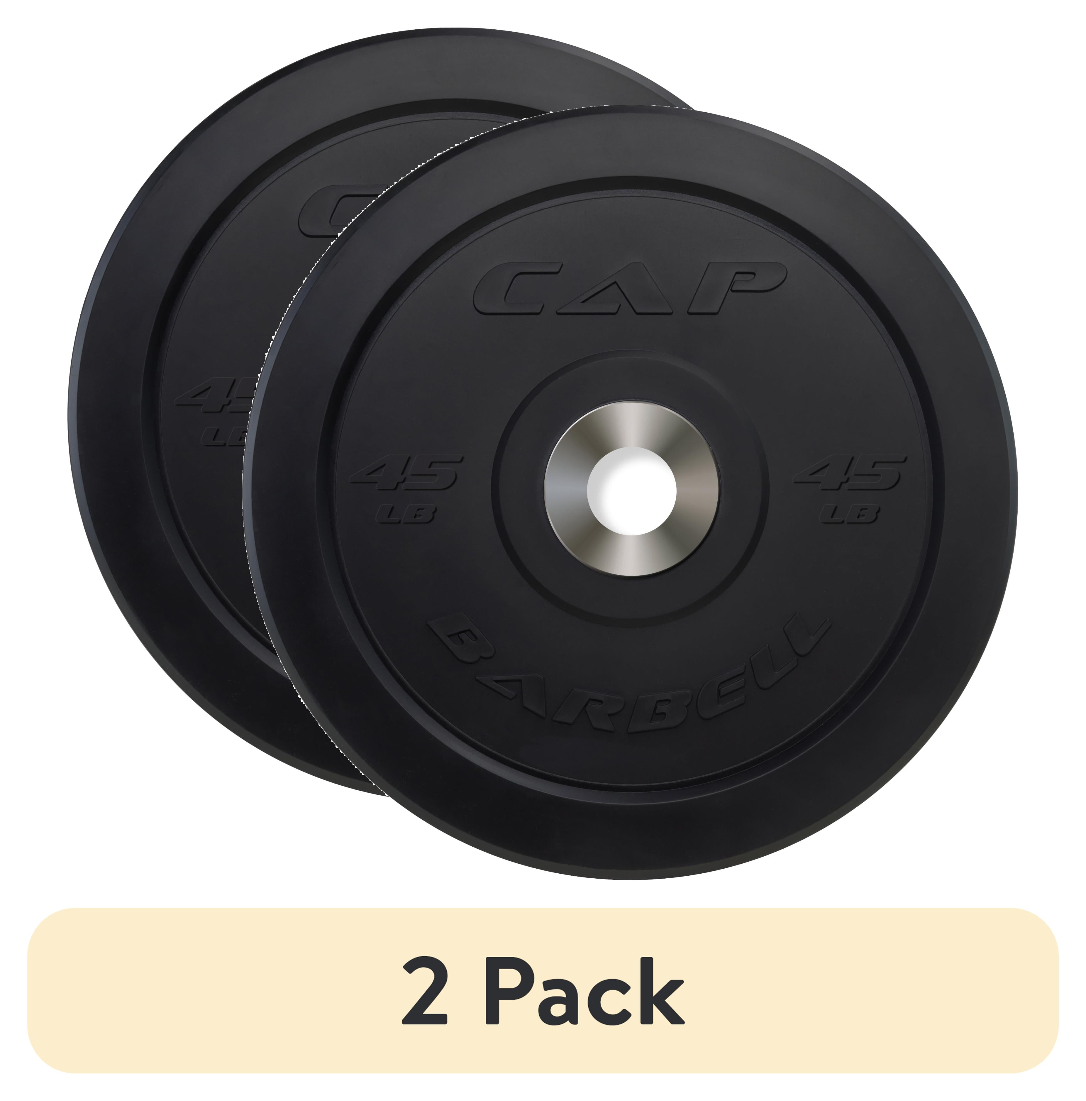 (2 pack) CAP 45 lb Olympic Bumper Plate, Black