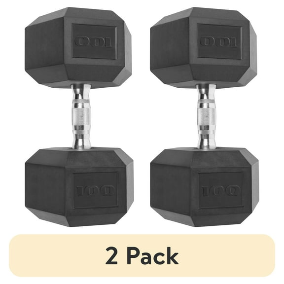 (2 pack) CAP Barbell, 100lb Coated Hex Dumbbell, Single