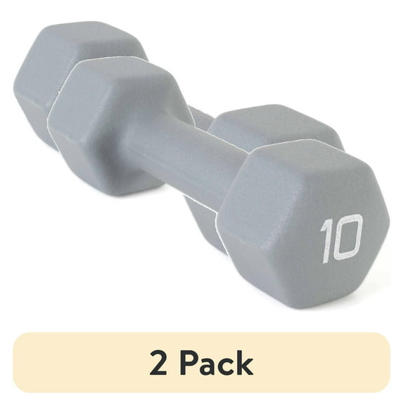 (2 pack) CAP Barbell 10lb Neoprene Dipped Dumbbell, Gray, Single