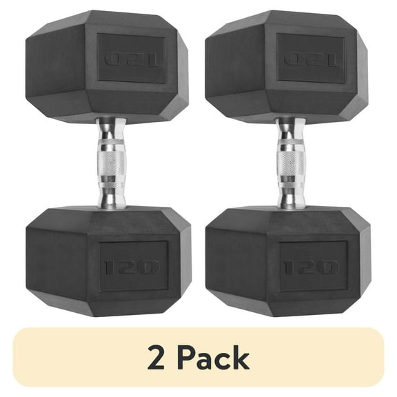 (2 pack) CAP Barbell, 120lb Coated Hex Dumbbell, Single