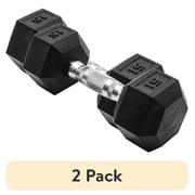 2 pack CAP Barbell, 15lb Rubber Hex Dumbbell, Single