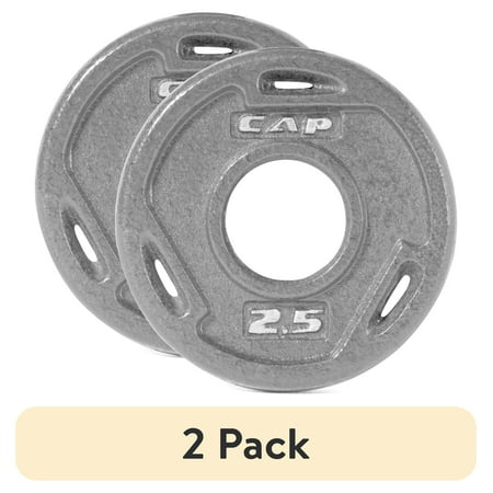 (2 pack) CAP Barbell, 2.5lb 2 inch Olympic Grip Weight Plate, Grey