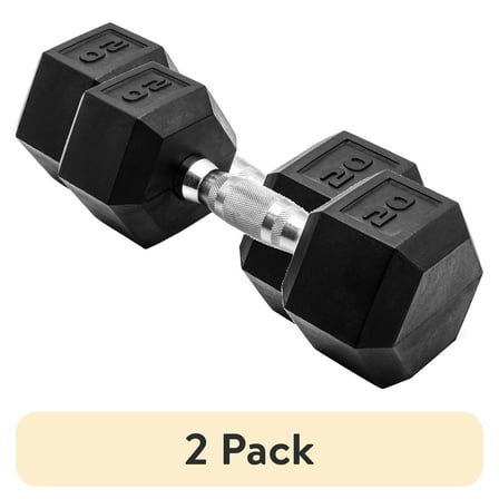 (2 pack) CAP Barbell, 20lb Rubber Hex Dumbbell, Single