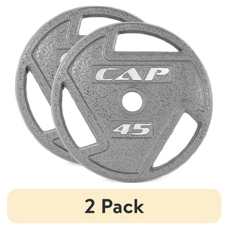(2 pack) CAP Barbell, 45lb 2 inch Olympic Grip Weight Plate, Grey