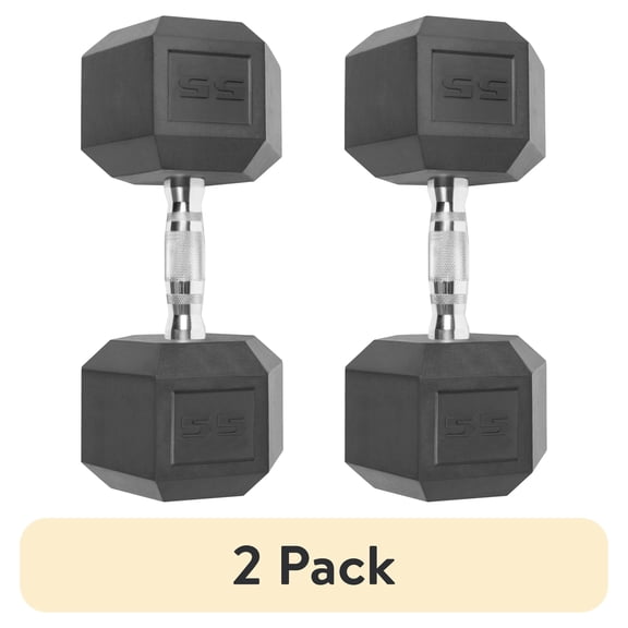 (2 pack) CAP Barbell, 55lb Coated Hex Dumbbell, Single