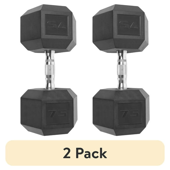 (2 pack) CAP Barbell, 75lb Coated Hex Dumbbell, Single