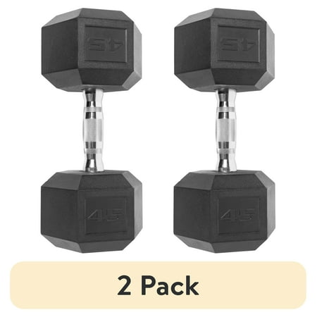(2 pack) CAP Barbell Coated Hex Dumbbell, Single 45 Lbs.