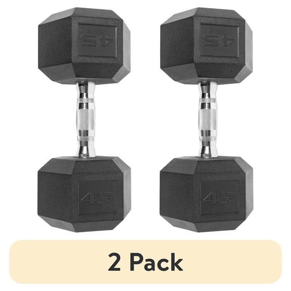 (2 pack) CAP Barbell Coated Hex Dumbbell, Single 45 Lbs.
