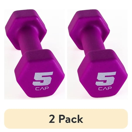 (2 pack) CAP Comfort Grip Neoprene Dumbbell, Magenta, 5 lb