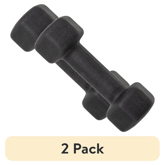 (2 pack) CAP Neoprene Comfort Grip Dumbbell, Black, 5 lbs