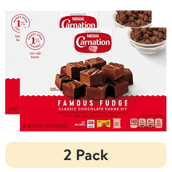 (2 pack) CARNATION Famous Fudge Kit Without Marshmellows Baking Mix Powders, 27.75 oz Box