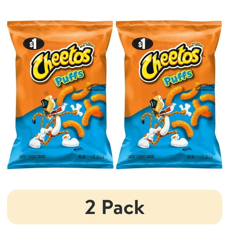(2 pack) Cheetos Puffs Cheese Flavored Snacks, 1.125 oz Bag
