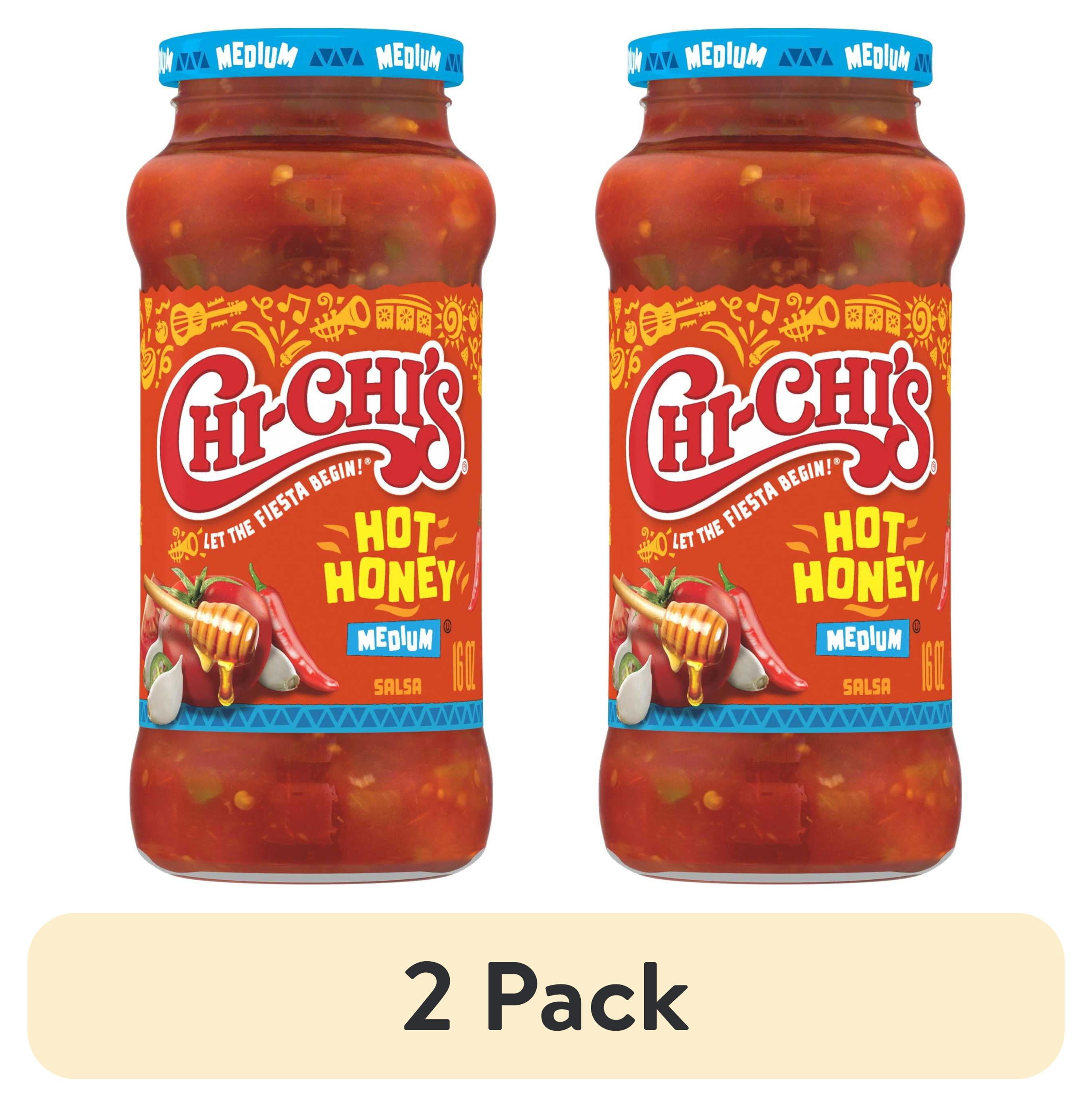 (2 pack) CHI-CHI'S Hot Honey Salsa Medium, Chip Dip, Kosher Shelf Stable, 16 oz Glass Jar​