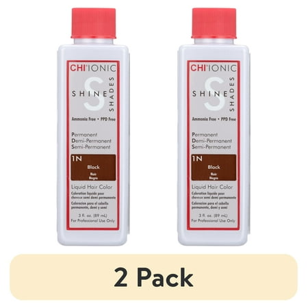 (2 pack) CHI Ionic Shine Shades Liquid Hair Color - 1N Black 3 oz