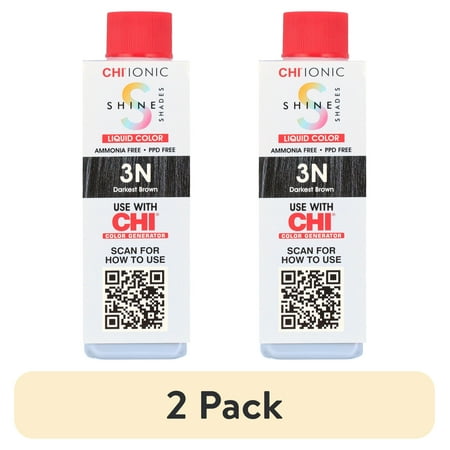 (2 pack) CHI Ionic Shine Shades Liquid Hair Color - 3N Darkest Brown - 3 oz