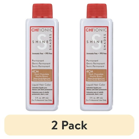 (2 pack) CHI Ionic Shine Shades Liquid Hair Color - 4CM Dark Chocolate Mocha Brown - 3oz