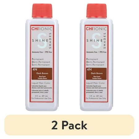 (2 pack) CHI Ionic Shine Shades Liquid Hair Color - 4N Dark Brown - 3 oz