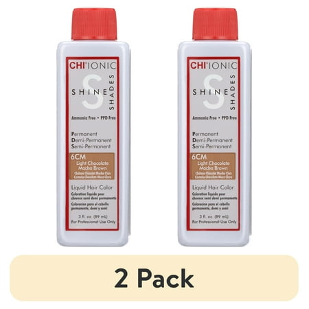 (2 pack) CHI Ionic Shine Shades Liquid Hair Color - 6CM Light Chocolate Mocha Brown - 3 oz