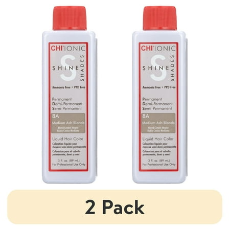 (2 pack) CHI Ionic Shine Shades Liquid Hair Color - 8A Medium Ash Blonde - 3 oz