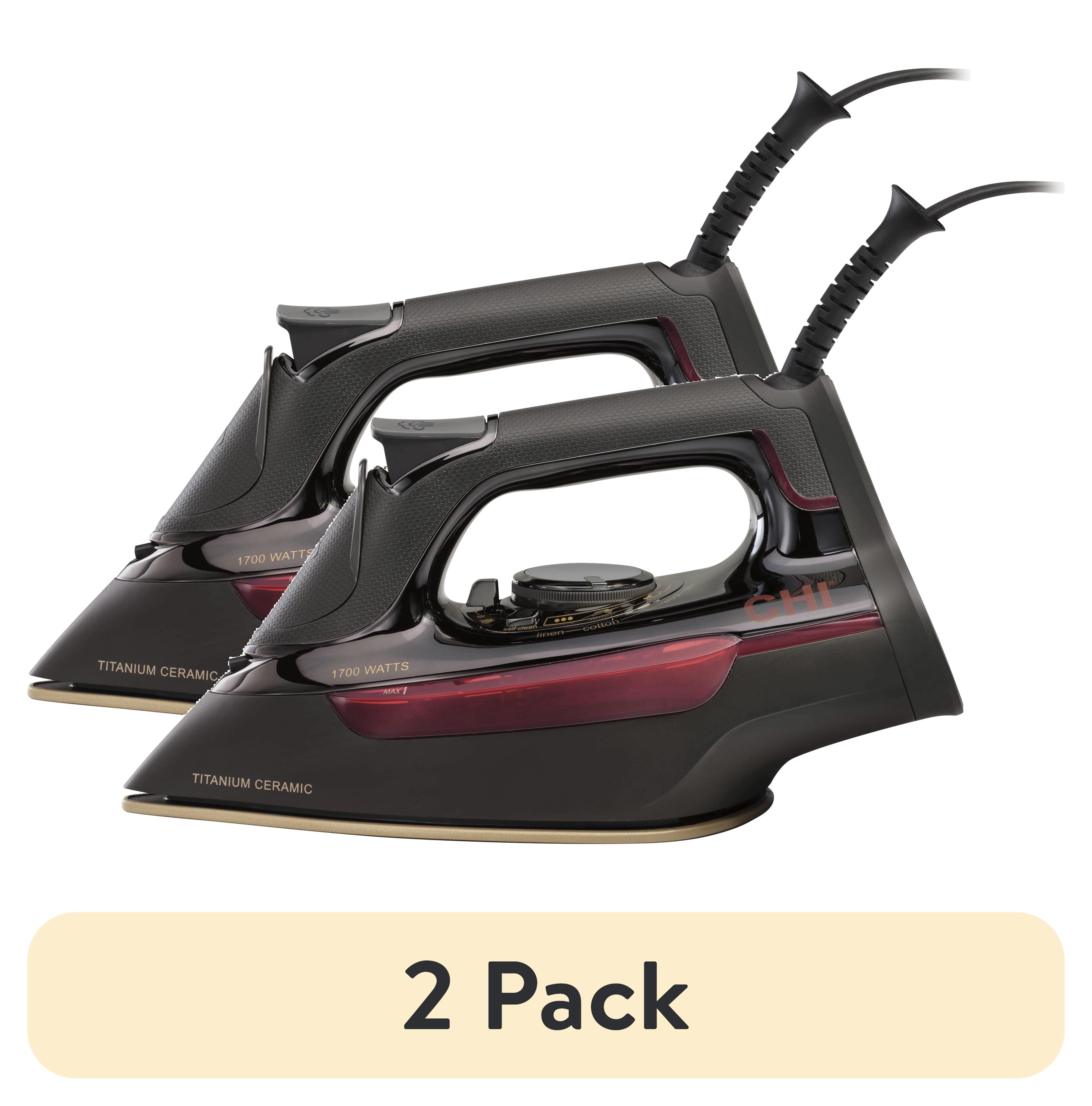 (2 pack) CHI Professional Clothing Iron, Steam Iron for Clothes with Titanium-Infused Soleplate, Black