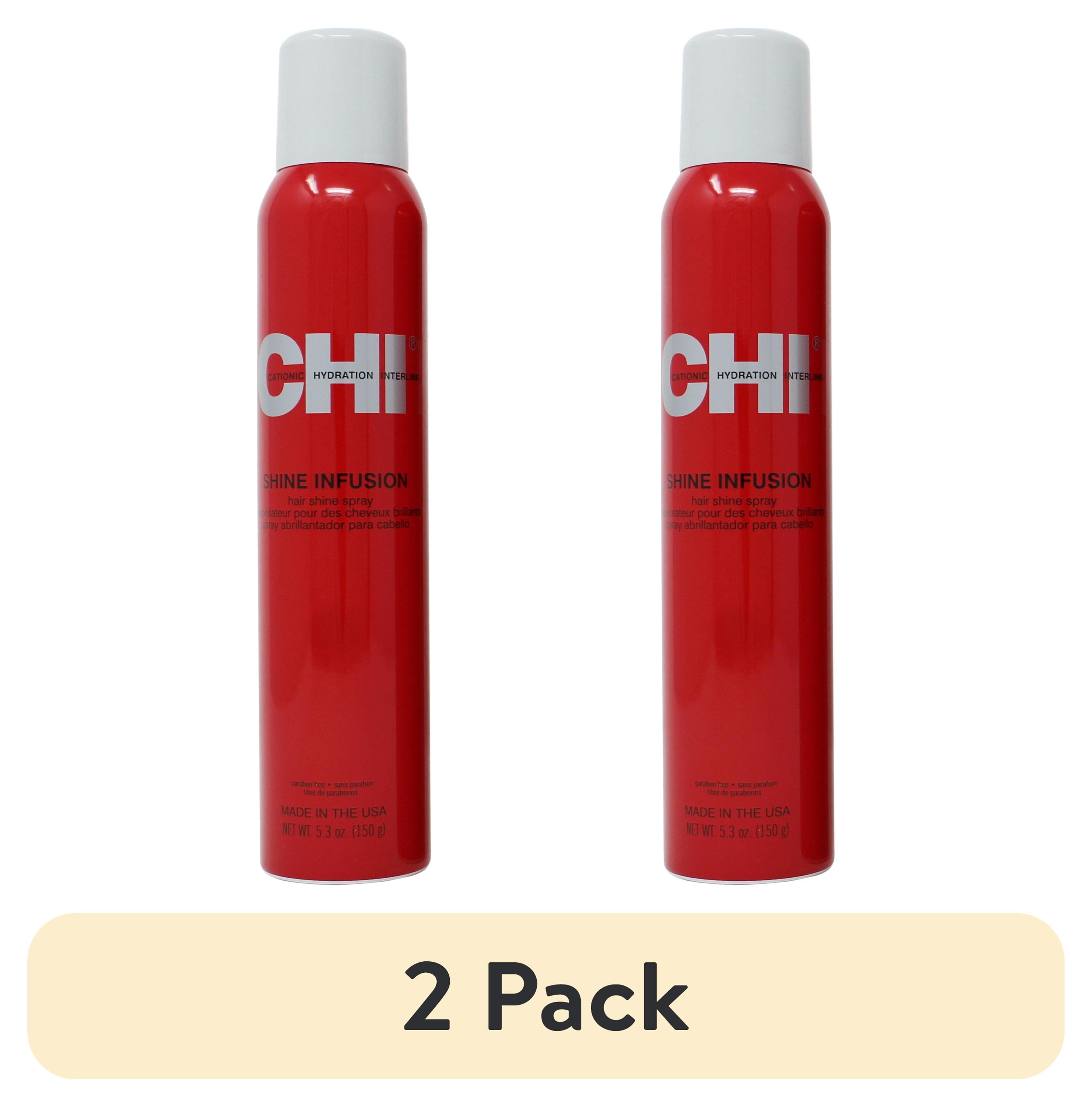 (2 pack) CHI Shine Infusion Strengthening & Split End Repair, Frizz Control Strong Hold Hair Spray with Aqua, Non-Aerosol, 5.3 oz, 1 Piece (1 Pack)