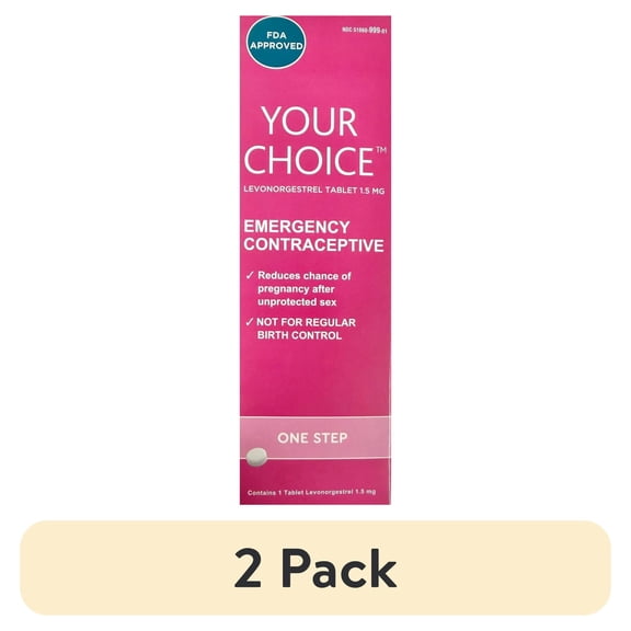 (2 pack) YOUR CHOICE One-Step Emergency Contraceptive 1 Tablet – 1.5 mg