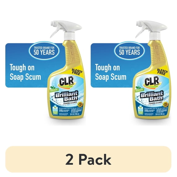 (2 pack) CLR Brilliant Bath Foaming Multi-Surface Cleaner, Fresh Scent, EPA Safer Choice, 26 fl oz