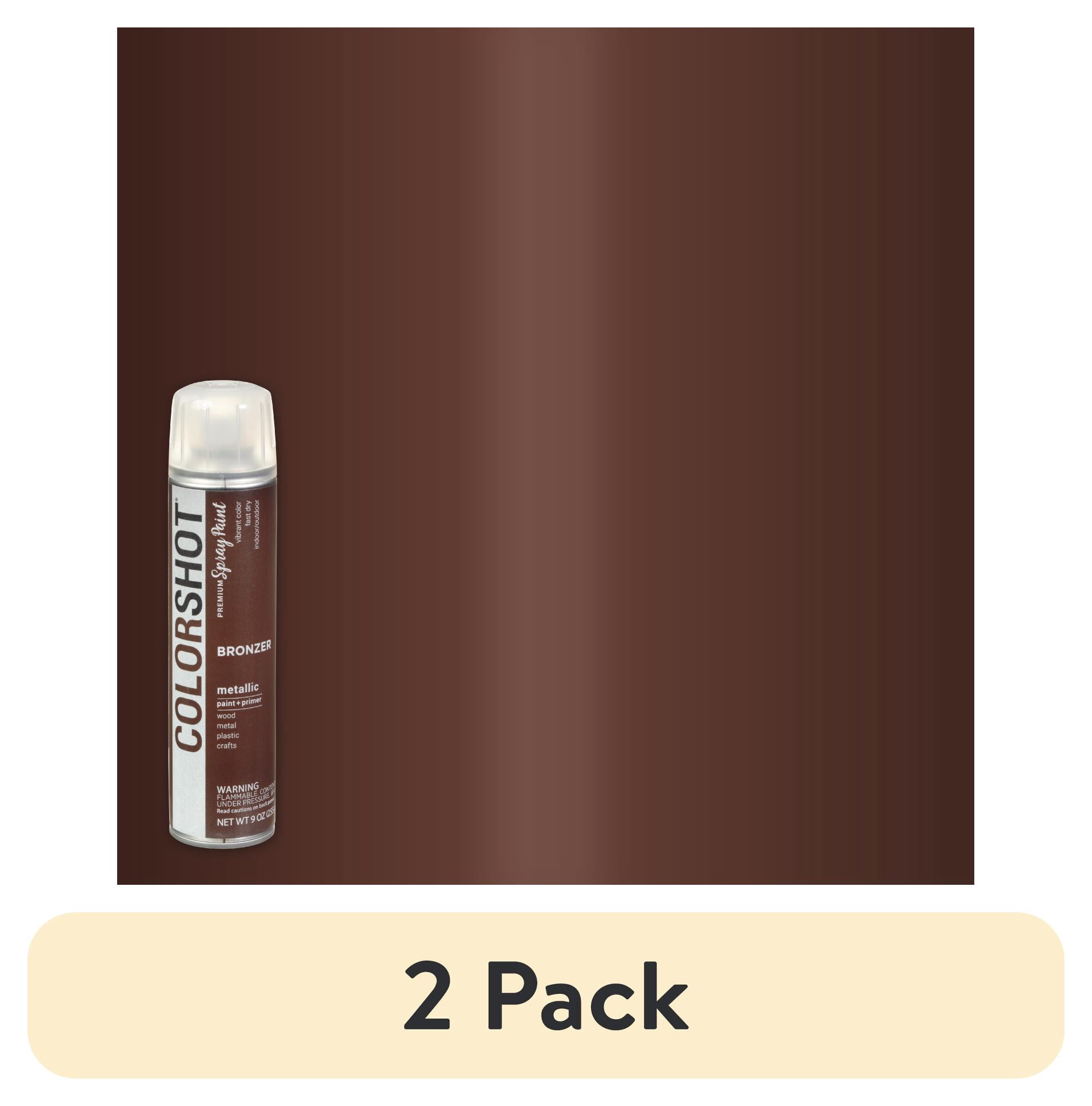 (2 pack) COLORSHOT Metallic Spray Paint, Bronzer (Brown) 9 oz, Fast-Drying Acrylic Paint, Indoor & Outdoor Use