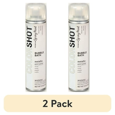 (2 pack) COLORSHOT Premium Multi-Surface Metallic Bubble Bath Spray Paint - 9 oz - White