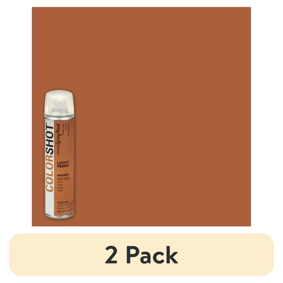 (2 pack) COLORSHOT Premium Multi-Surface Metallic Lucky Penny Spray Paint - 9 oz - Copper