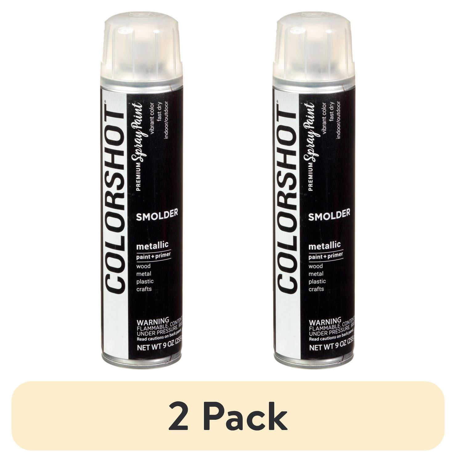 (2 pack) COLORSHOT Metallic Spray Paint, Smolder (Black), 9 oz, Fast-Drying Acrylic Paint, Indoor & Outdoor Use
