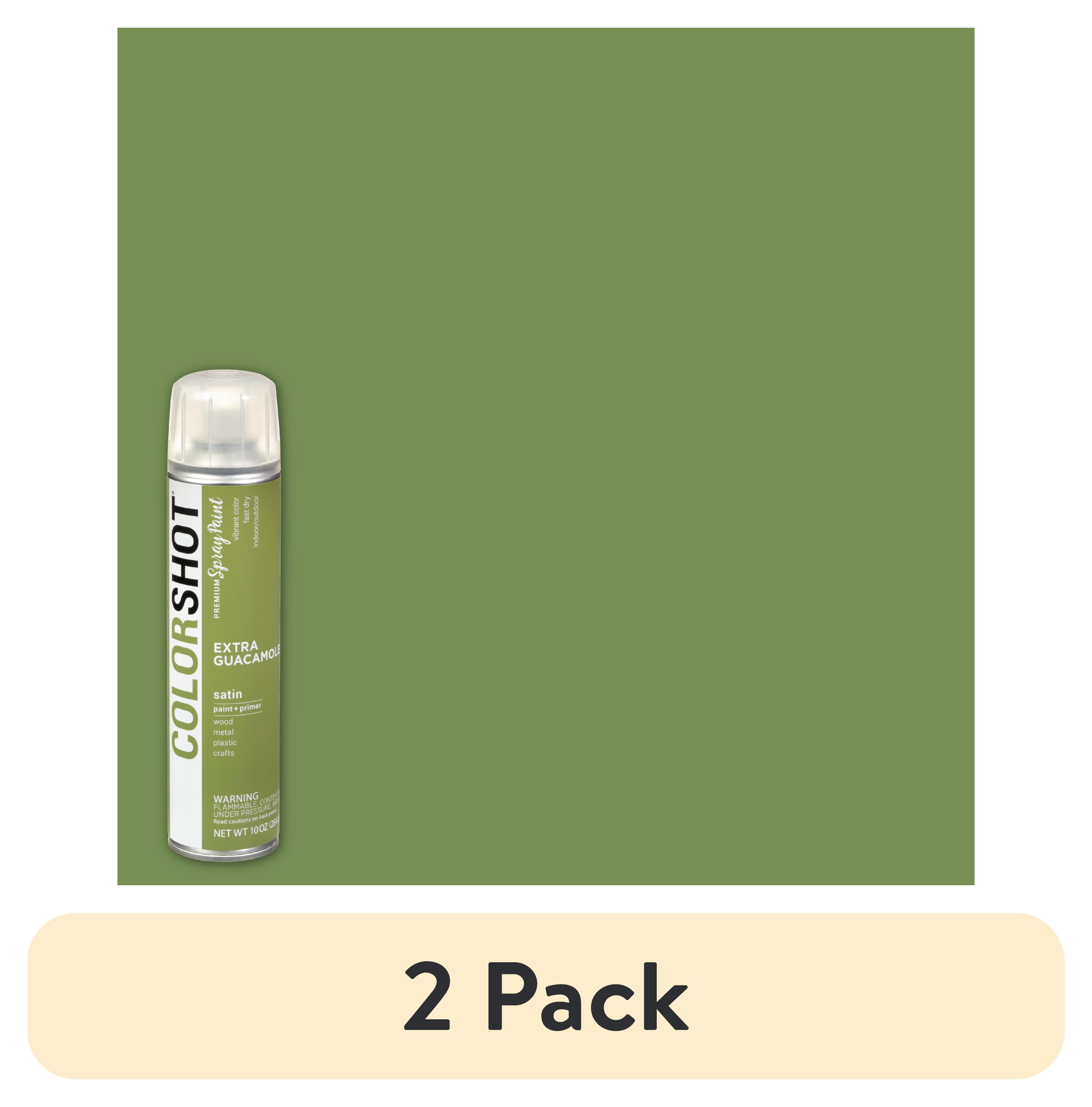 (2 pack) COLORSHOT Premium Multi-Surface Satin Extra Guacamole Spray Paint - 10 oz - Olive