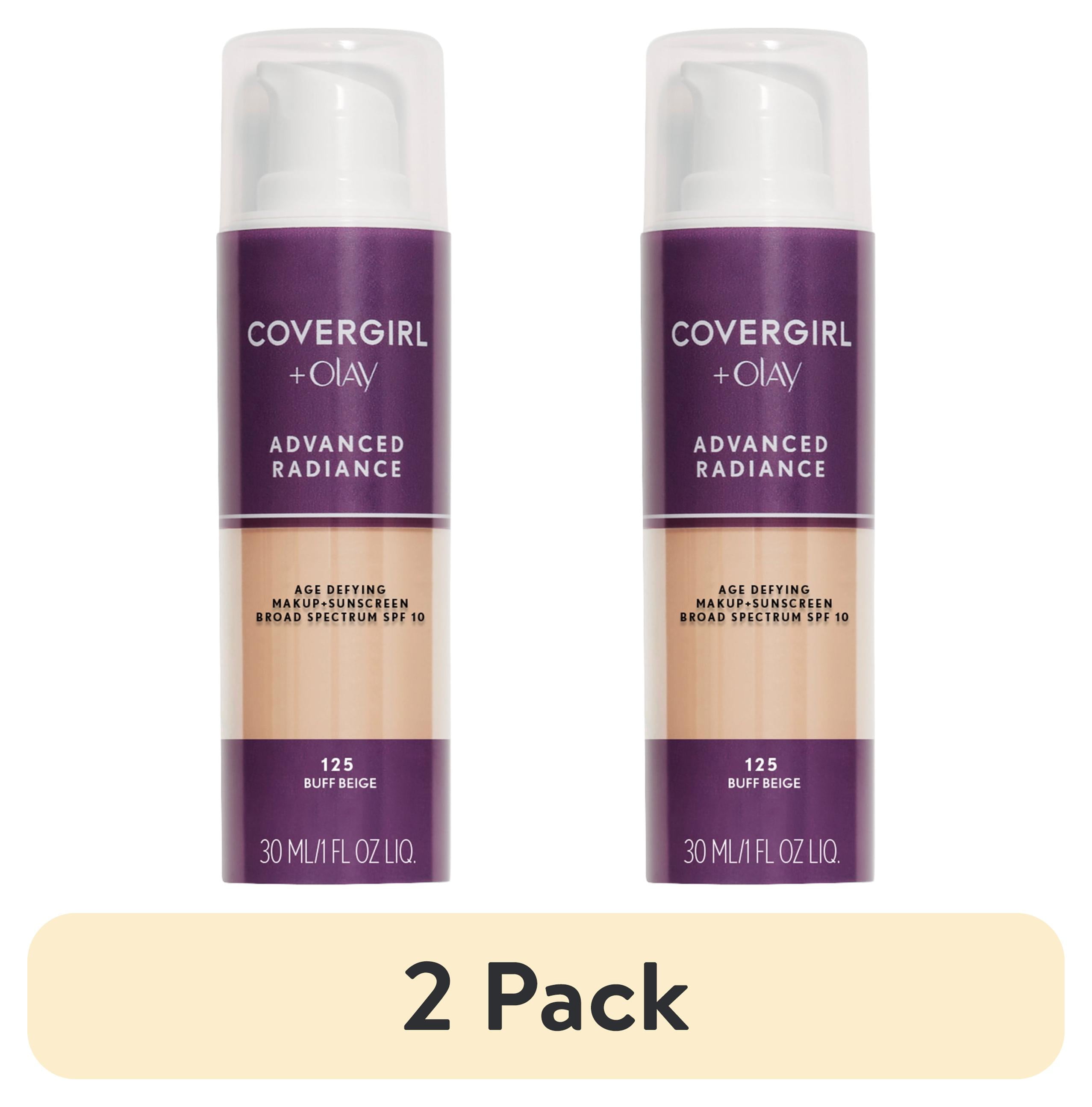 (2 pack) COVERGIRL Advanced Radiance Age-Defying Liquid Foundation, 125 Buff Beige, 1 fl oz, Anti-Aging