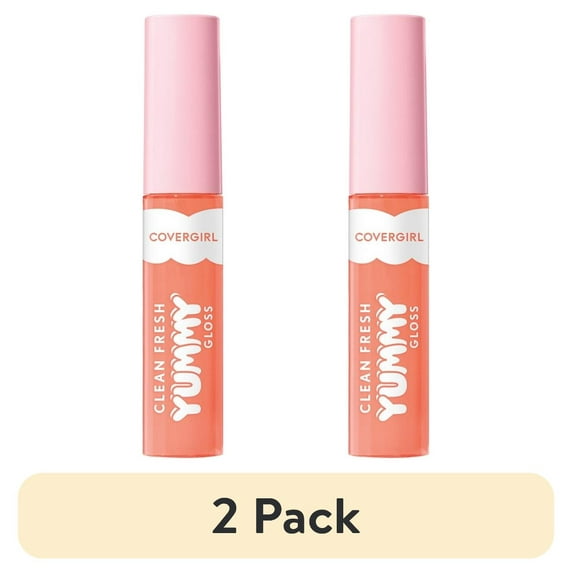 (2 pack) COVERGIRL Clean Fresh Yummy Lip Gloss, 250 Peach Out, 0.33 fl oz