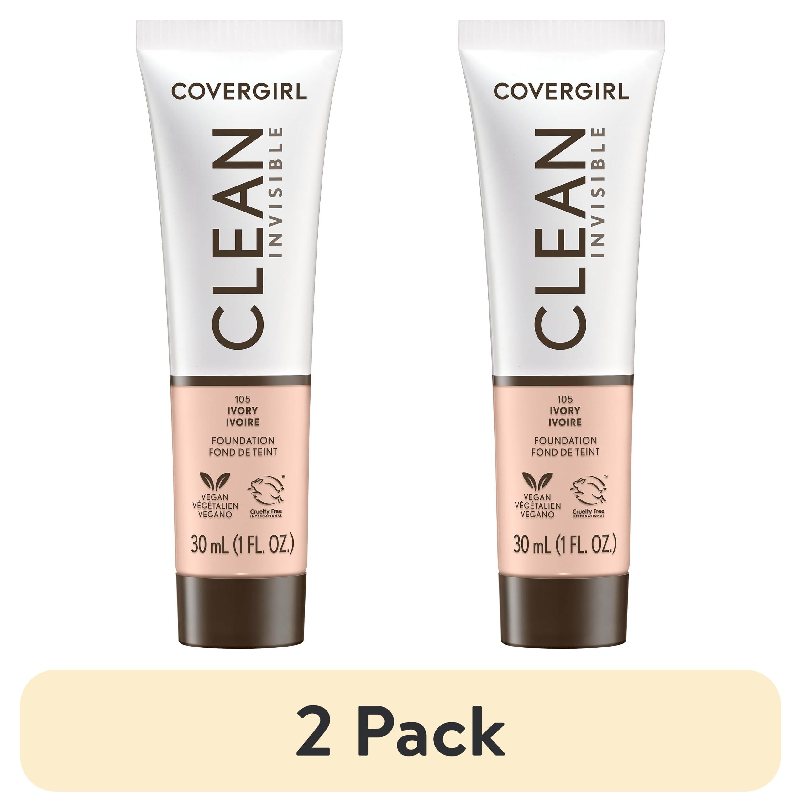 2 pack) COVERGIRL Clean Invisible Liquid Foundation, 148 Perfect