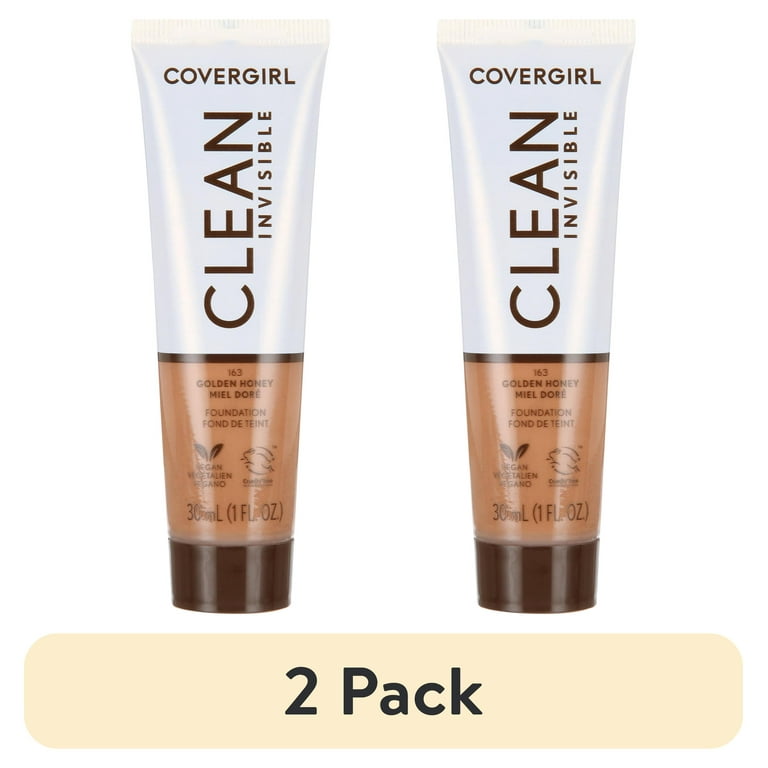 2 pack) COVERGIRL Clean Invisible Liquid Foundation, 163 Golden