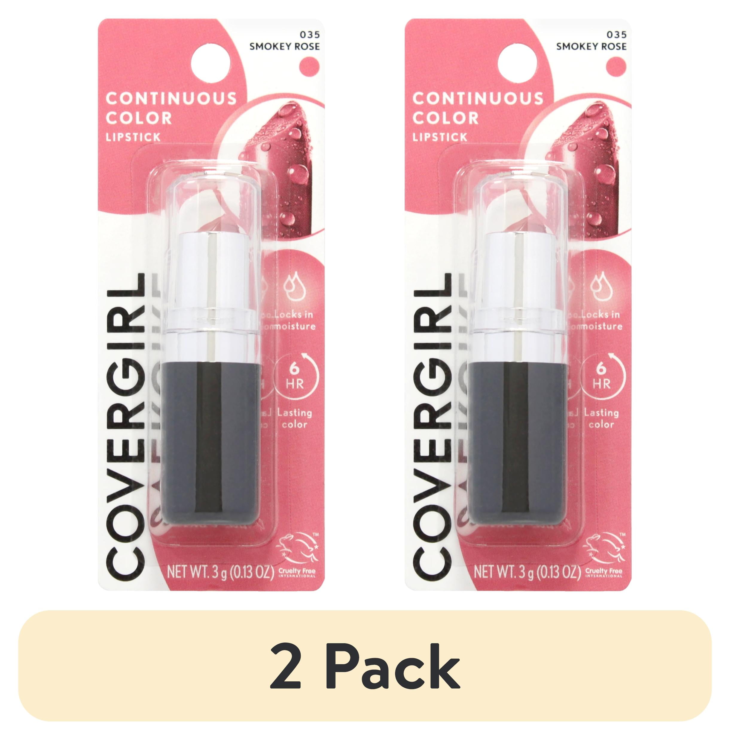 (2 pack) COVERGIRL Continuous Color Lipstick, 35 Smokey Rose, 0.13 oz