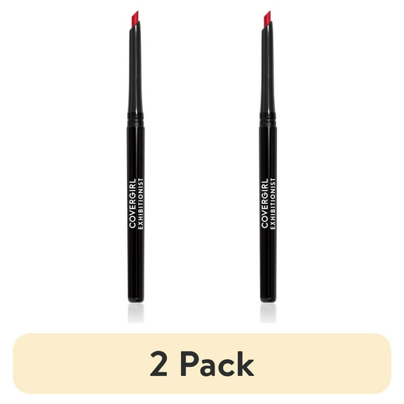 (2 pack) COVERGIRL Exhibitionist Lip Liner, 220 Cherry Red, Lip Crayon, Lip Makeup, Intense Pigmentation, Self-Sharpening Pencil, Easy Application, Instant Definition