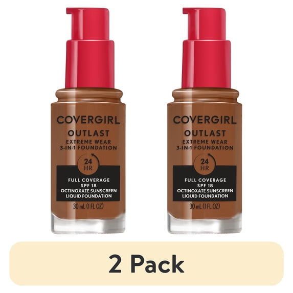 (2 pack) COVERGIRL Outlast Extreme Wear Foundation SPF18, 880 Cappuccino, 1 oz