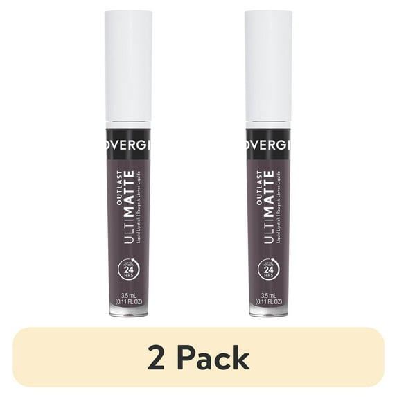 (2 pack) COVERGIRL Outlast UltiMatte One Step Liquid Lip Color, Noir & Forever, 0.12 oz, Lipstick, Lip Gloss, Matte Lipstick, Transfer Resistant, Moisturizing, Vegan