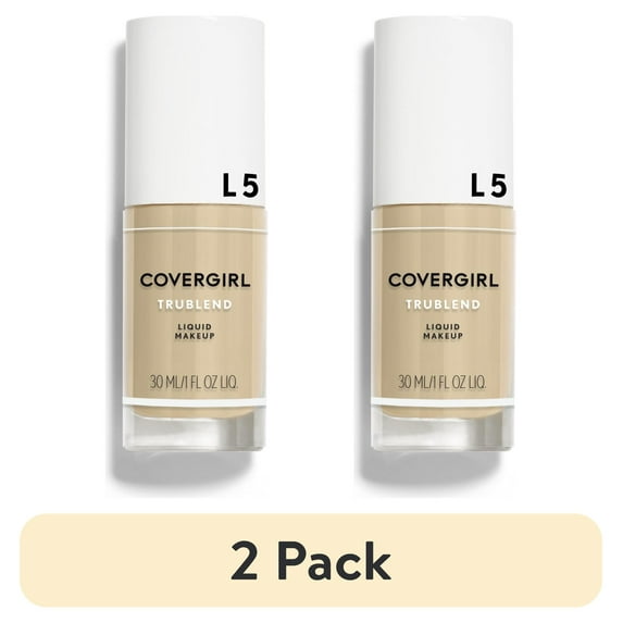 (2 pack) COVERGIRL TruBlend Oil-Free Liquid Foundation, L-5 Creamy Natural, 1 fl oz, Hydrating Foundation, Moisturizing Foundation, Cruelty-Free Foundation, Blends Seamlessly, Won't Clog Pores